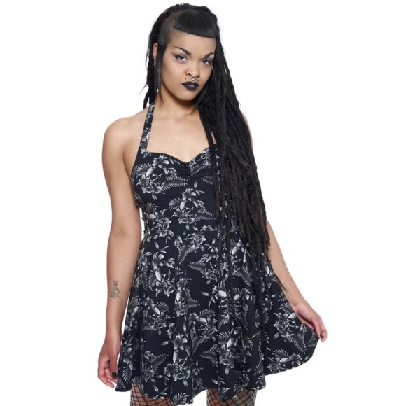 Killstar Dresses & Skirts - NWT Killstar Aloha From Hell Skulls 60's Skater Dress